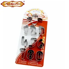 Куки-весело 10 шт. 3D номер печенья набор из быстрорежущей инструментальной стали Нержавеющая сталь печенья прессформы Fondant(сахарная) Ножи, выпечка аксессуары