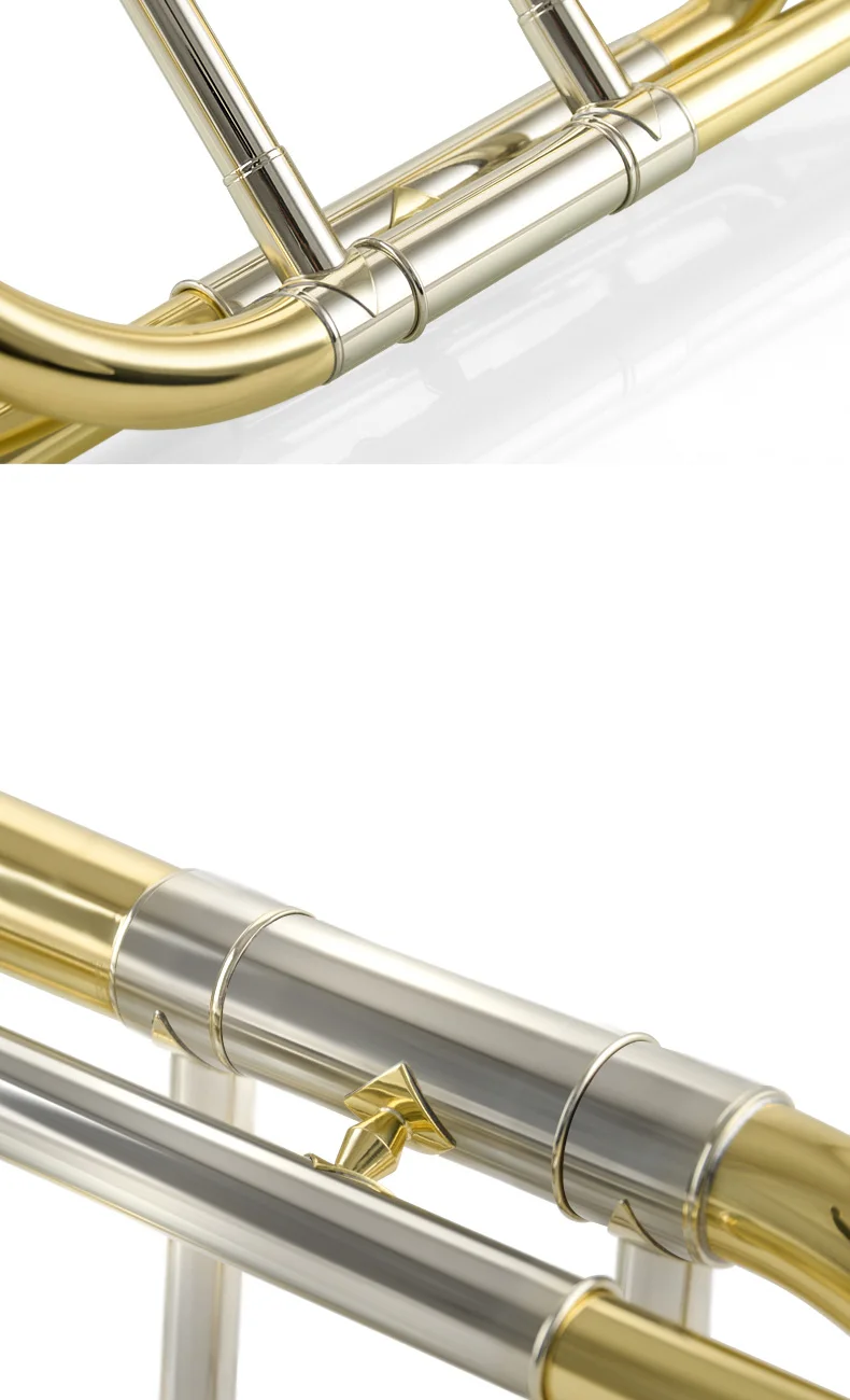 JAZZOR JBSL-801 tenor trombone B/F Плоский профессиональный белый медный тромбон с мундштуком с Чехол, перчатки, золотой Латунный ветер