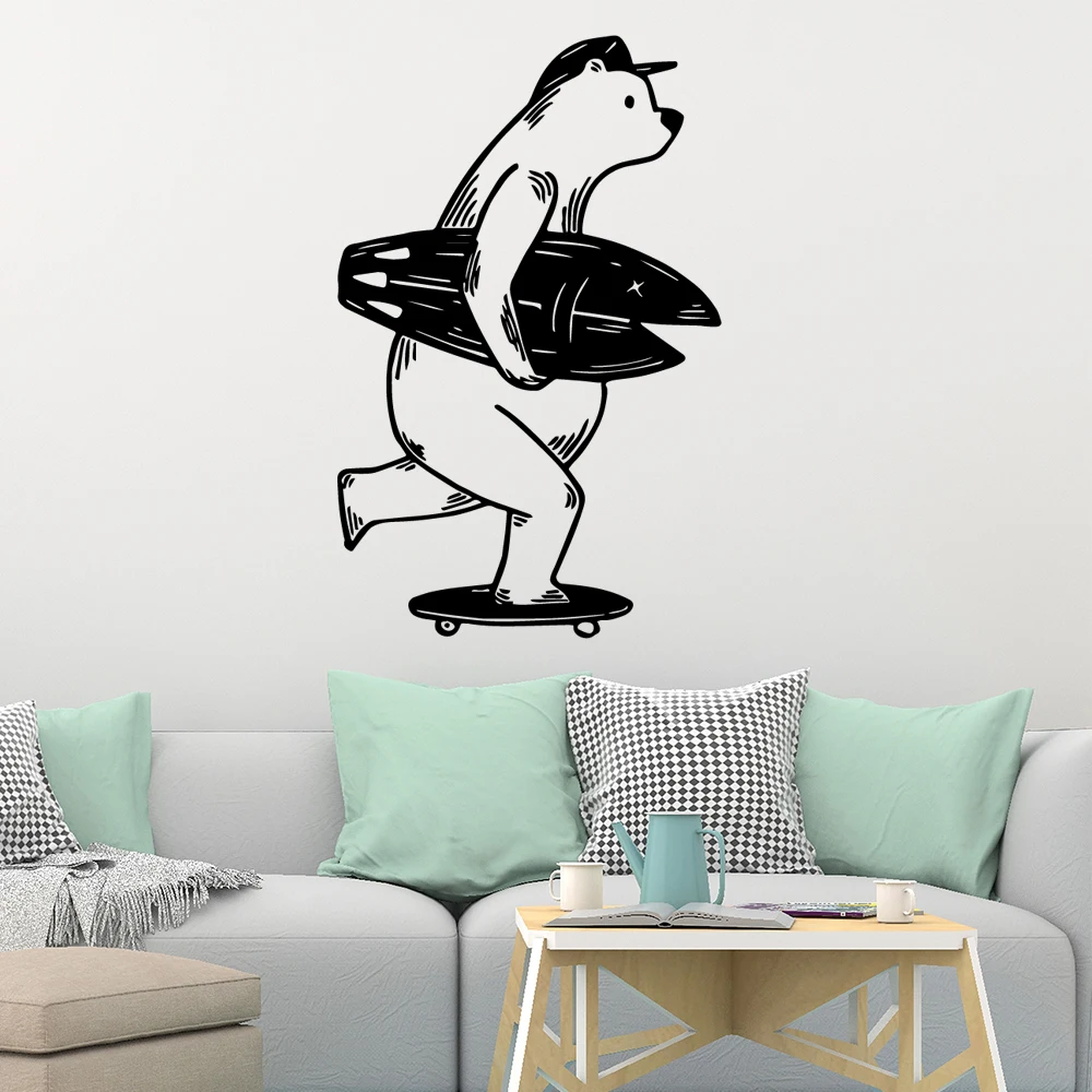 

Drop Shipping Sea Bear Skateboard Removable Pvc Wall Stickers Nursery Kids Room Wall Decor Wall Decoration