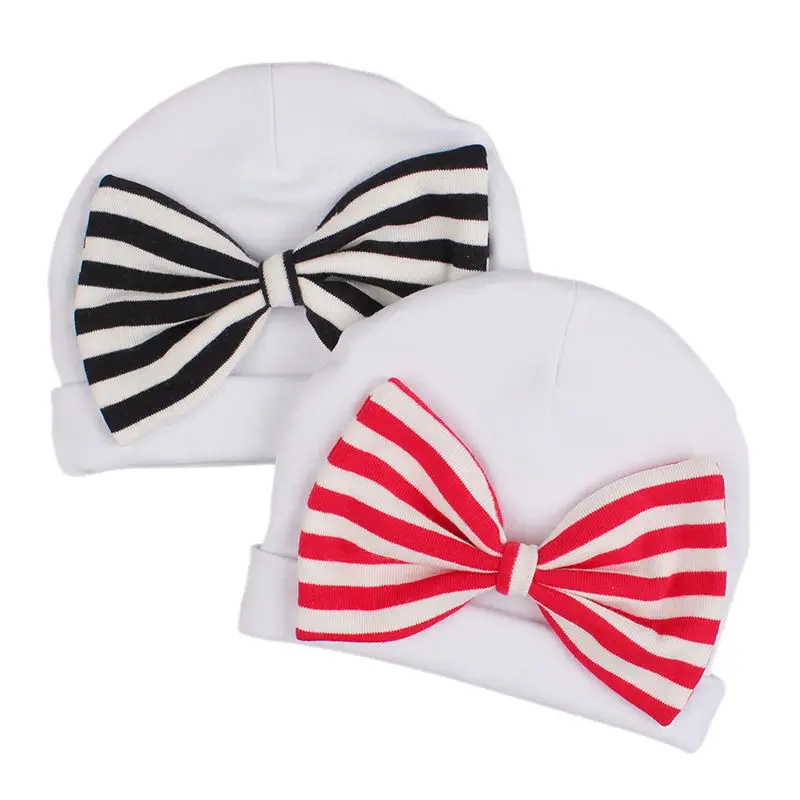 White Baby Beanie Hat Big Bowknot Newborn Boys Girls Hospital Cap High Quality Pure Cotton Soft Comfortable Infant Skull Hat Cap 2019 New (10)