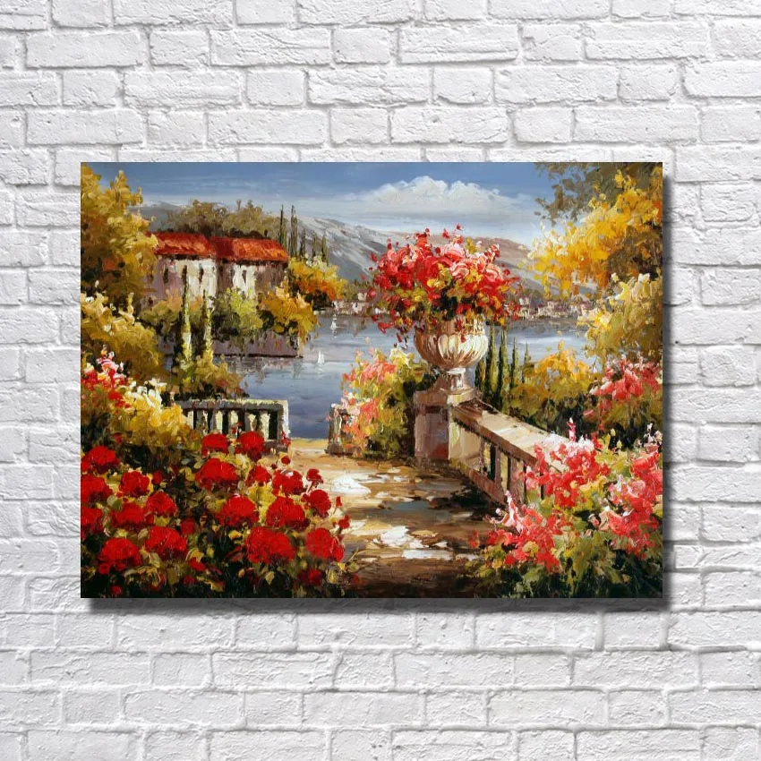 Beautiful village scenery oil painting on canvas medium ... Beautiful village scenery oil painting on canvas medium ...