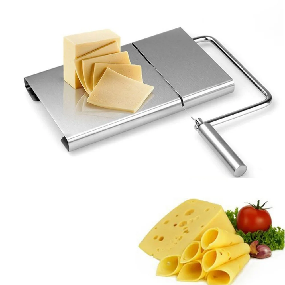 Cheese Slicer Stainless Steel Wire Cutter With Serving Board for Hard