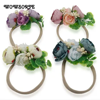 

Wowsorie 2018 New Children Accessories Simulation Flowers Headbands DIY Jewelry Handmade Girls Fashion Nylon Elastic Headbands