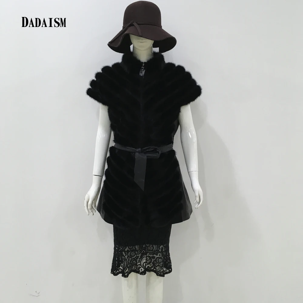 2018 new women's fur fur coat natural mink zipper waistcoat Chinese stand car luggage Office