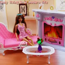 Пластиковый Игровой Набор для девочек на день рождения, мебель, стул, аксессуары для куклы Барби, игровой домик для девочек, подарки для девочек