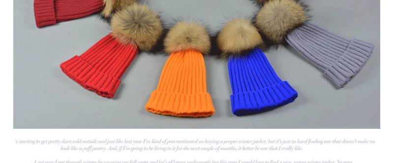 Модные детские зимние шапки из меха енота натуральная 15 см шапка с меховым помпоном шапка из натурального меха для детей