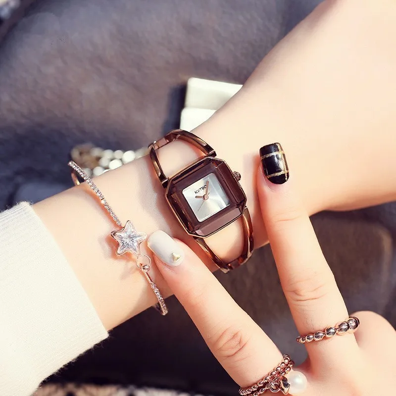 KIMIO Crystal Square Watch Women Fashion Simple Watches Woman Rose Gold Bracelet Ladies Watch Women Luxury Brand Wristwatch Sale