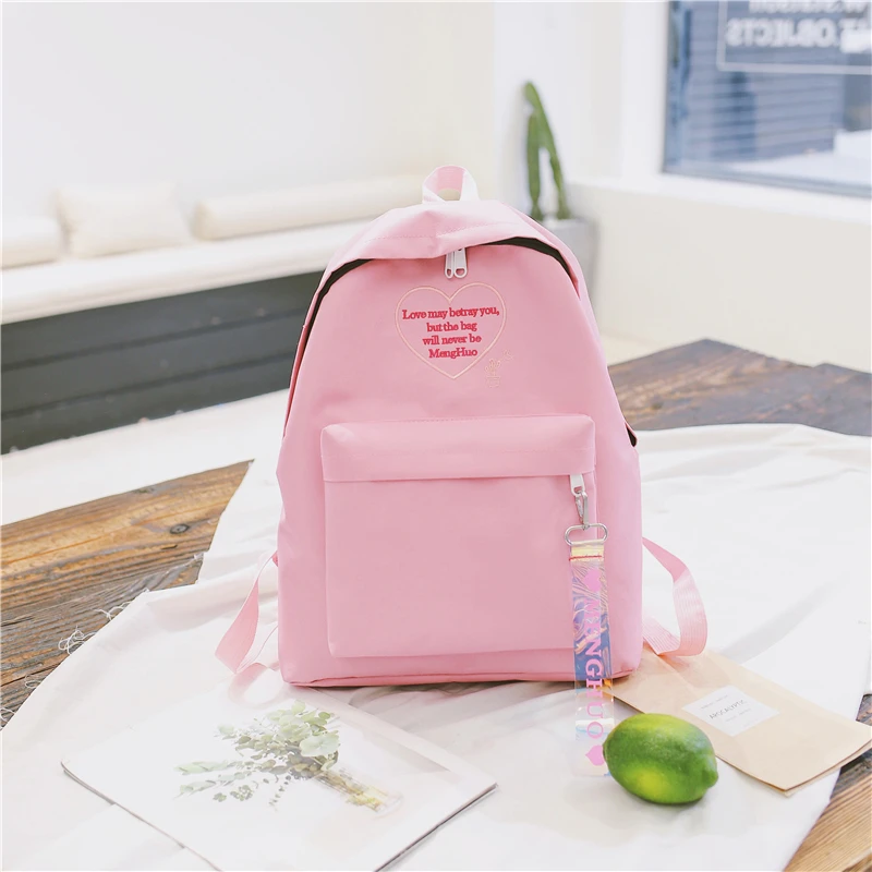 Menghuo Fashion Ribbon Backpack Women Nylon School Bags for Teenage Girls Embroidery Practical Functional Travel Female Backpack (24)
