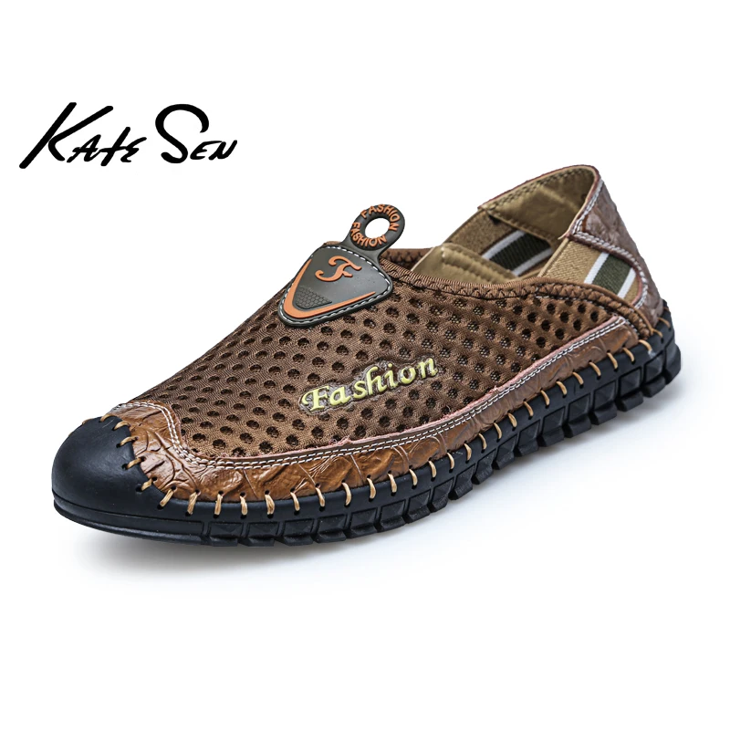

KATESEN 2019 men's sandals summer breathable mesh sandals outdoor non-slip holiday beach shoes retro Roman shoes men's shoes