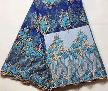 

African Tulle Lace Fabric 2019 African French Lace 5yards High Quality With Stones Nigerian Embroidery Tulle French Lace ELM036