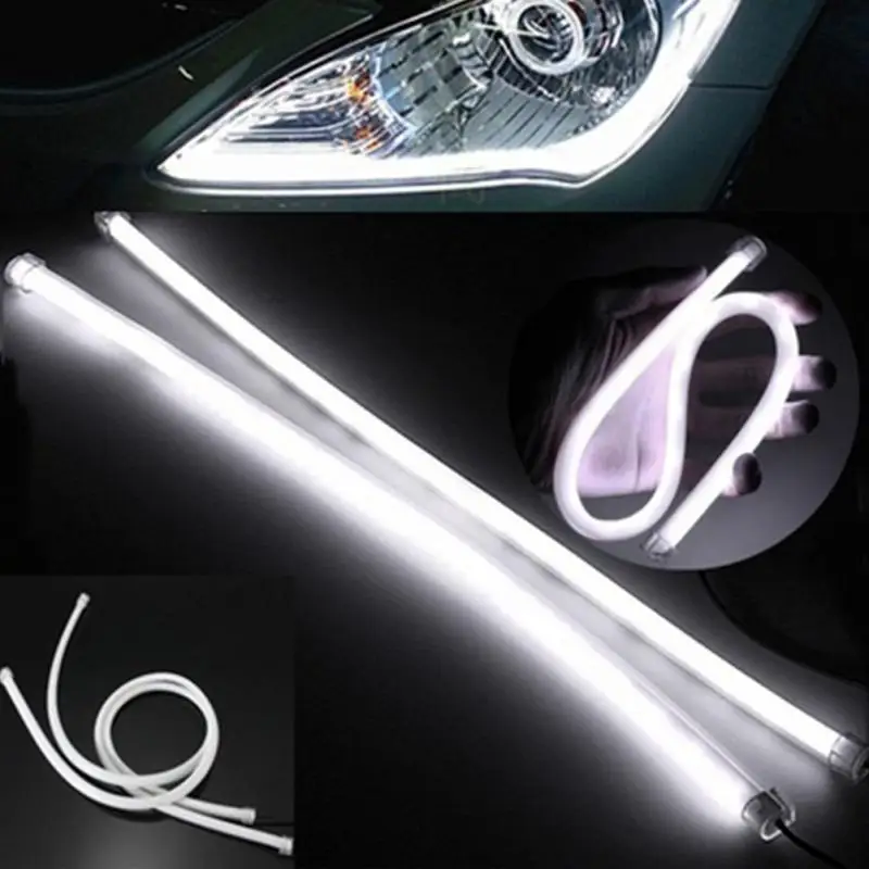 2 PCS 30cm 45cm White Color DRL Flexible LED Tube Strip Daytime Running