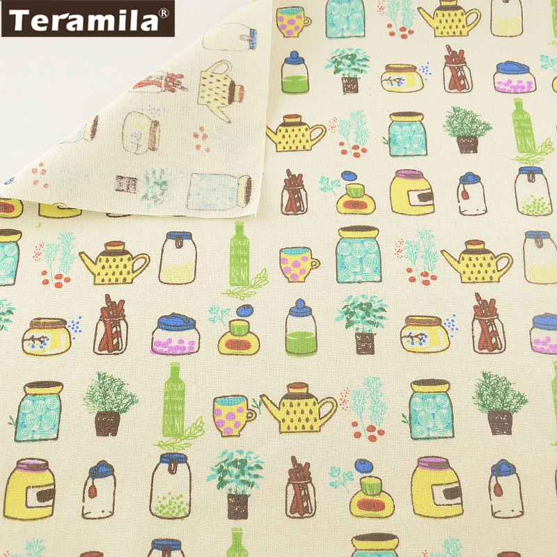 

Home Textile Print Cups Cotton Linen Fabric Sewing Material Tissue Tablecloth Pillow Bag Curtain Cushion Pillow Zakka TERAMILA