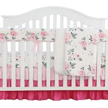 Розовые детские плюшевые одеяла с цветочным рисунком и оборками; цвет воды; розовая детская юбка для детской кроватки с цветочным рисунком; комплект детской кроватки для маленьких девочек; детская кроватка(комплект из 4 предметов