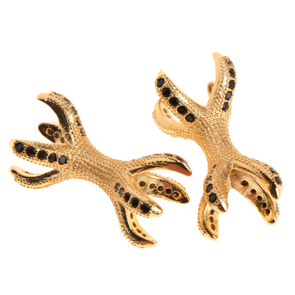 2 Pieces Micro Rhinestone Eagle Claw Bracelet Connector Beads Animal 8 Paw Design Punk Mens DIY Jewelry
