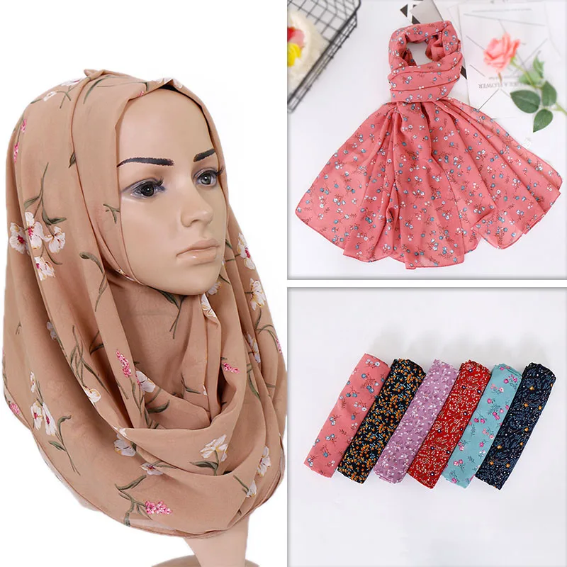 Chiffon Satin Ladies Womens Flower Design Scarf Shawl Wrap