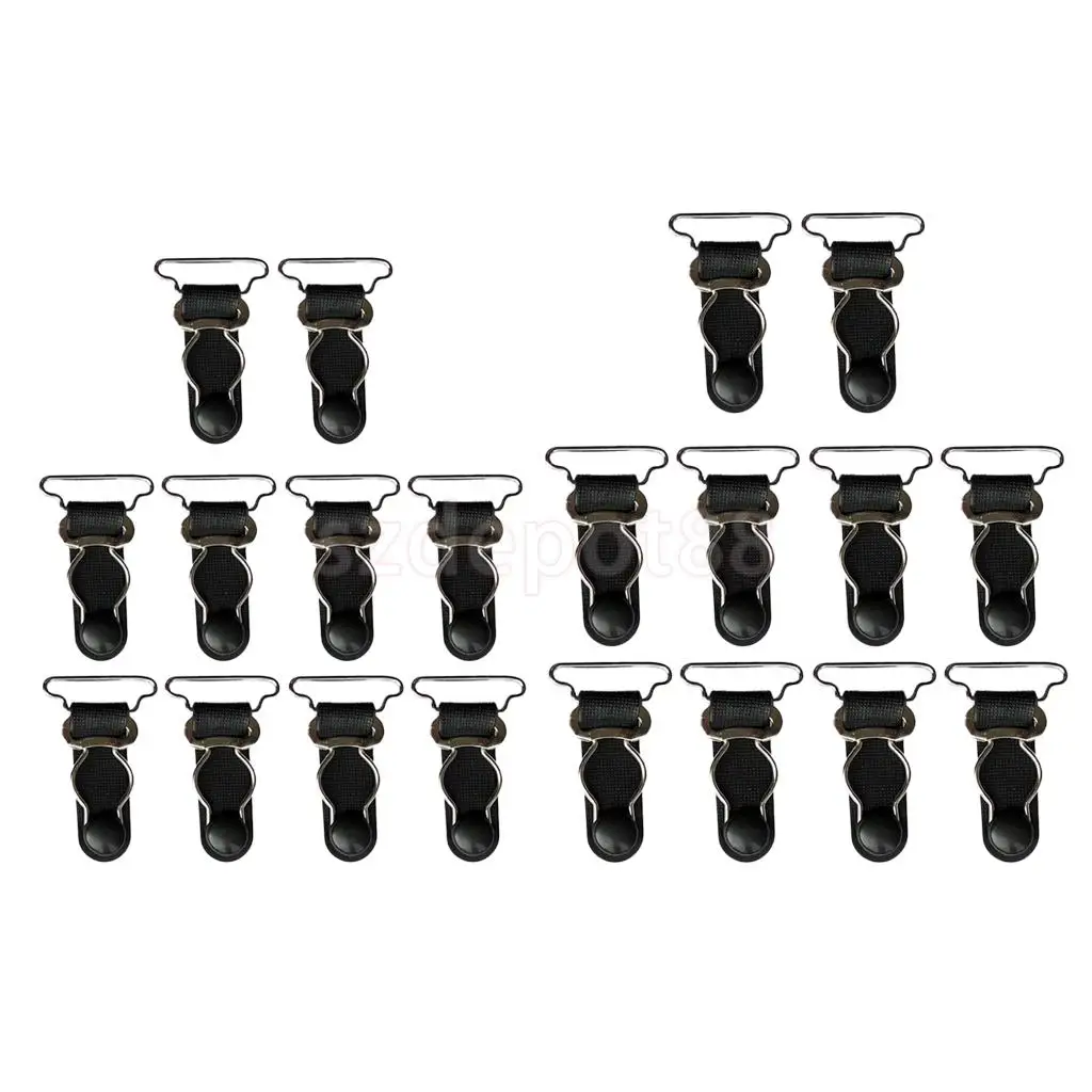 20/set Black Women Garter Belt Straps Grips Stocking Suspenders Clip 20/26mm