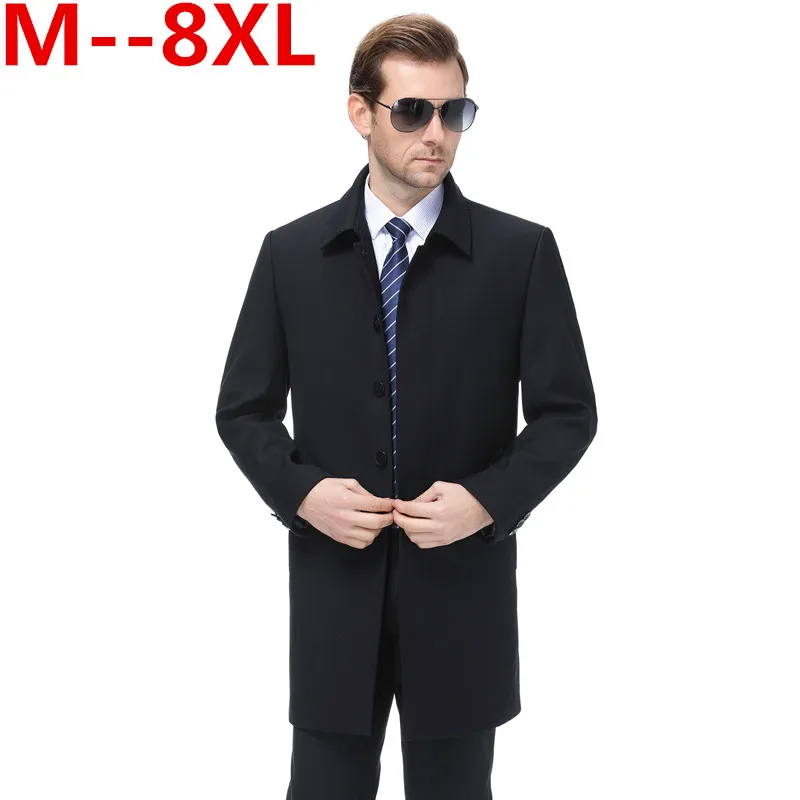 

8XL 6XL 5XL Japan Style Mens Trench Coat 2019 Fashion Designer Long Windbreaker Autumn Winter Single Breasted Windproof Overcoat