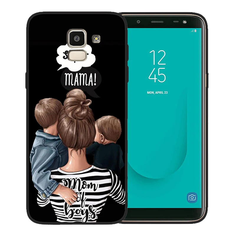 Чехол для телефона Samsung Galaxy S10, чехол s8, S7, S9, J7, J4, J6, J8 Plus, Note 8, 9, коричневый цвет, мама, ребенок, мышь, супер мама, девочка, Etui, чехол