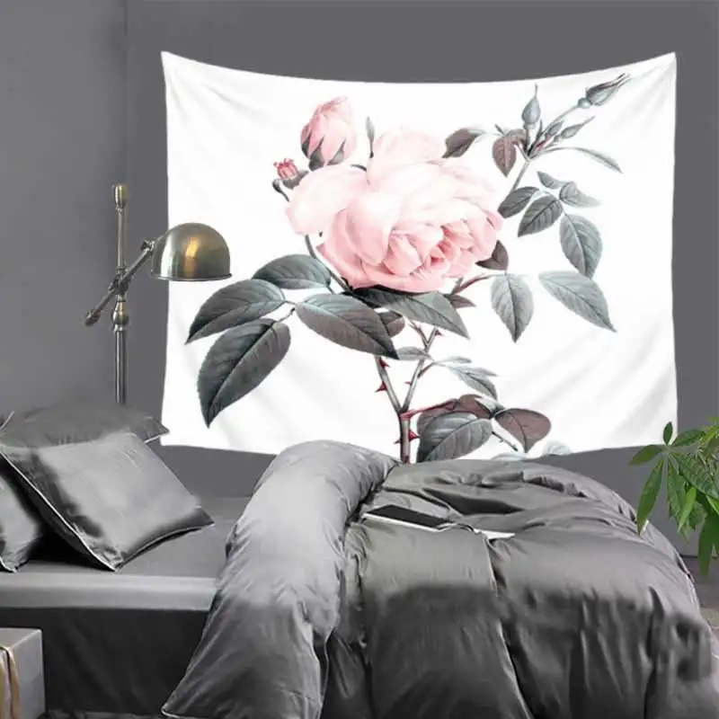 Гобелен Cilected black rose с цветочным принтом, Подвесной Настенный Гобелен из ткани, для спальни, богемная мандала, домашний декор, 130x150 см - Цвет: T349Y-4