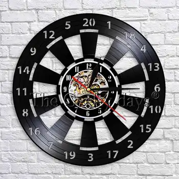 

Darts Board Wall Clock Game Room Decoration Black Hanging 3D Wall Watch Vinyl Record Clock Modern Design Wall Art Decor