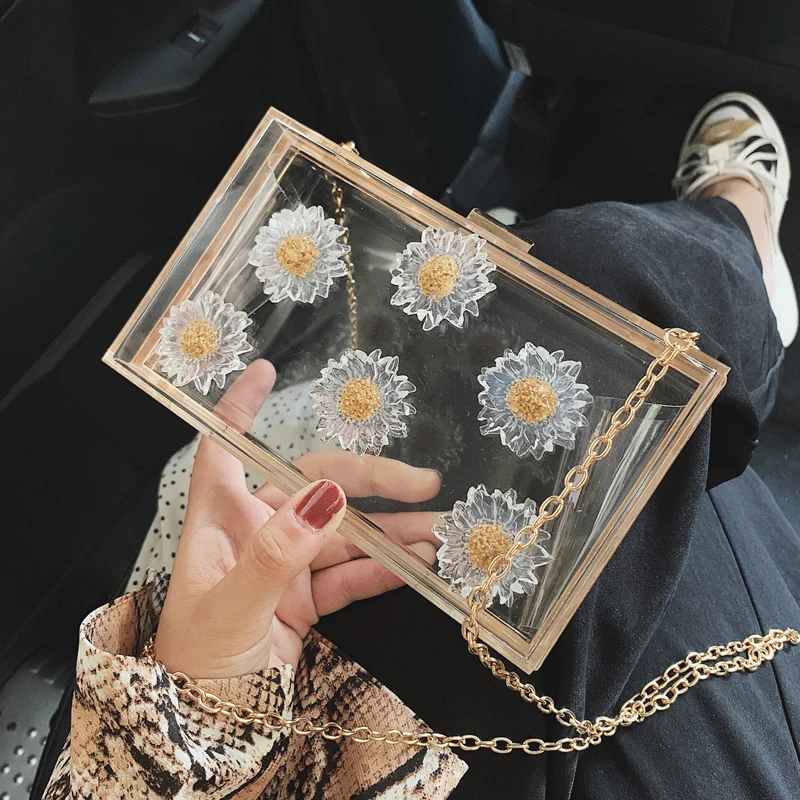 

Transparent bag female bag 2019 summer new wave Korean version of the wild chain Messenger box package