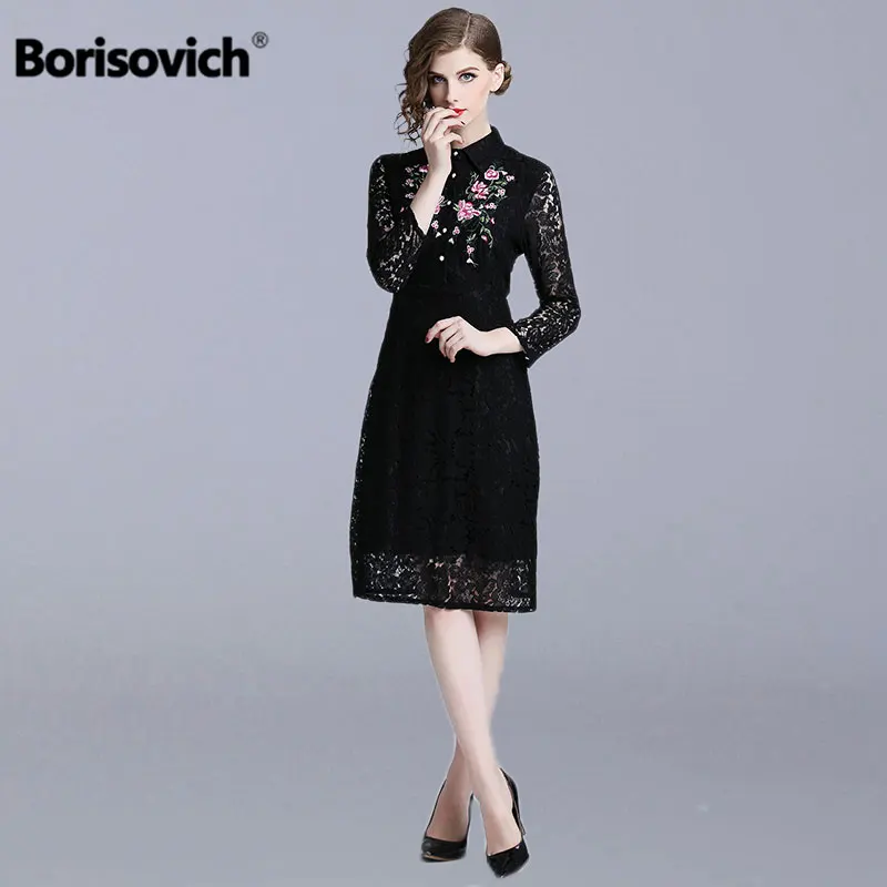 Женское кружевное платье Borisovich повседневное элегантное с цветочной вышивкой