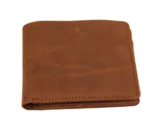 Nesitu High Quality Vintage Brown 100% Guarantee Genuine Leather Crazy Horse Leather Men Wallets Cowhide Card Holder #M8047