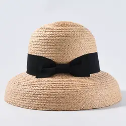 Мода 2019 г. большой край шляпы из волокна пальмы Звезда Стиль Женская пляжная шляпа Лето Защита от солнца соломенная шляпа для женщин