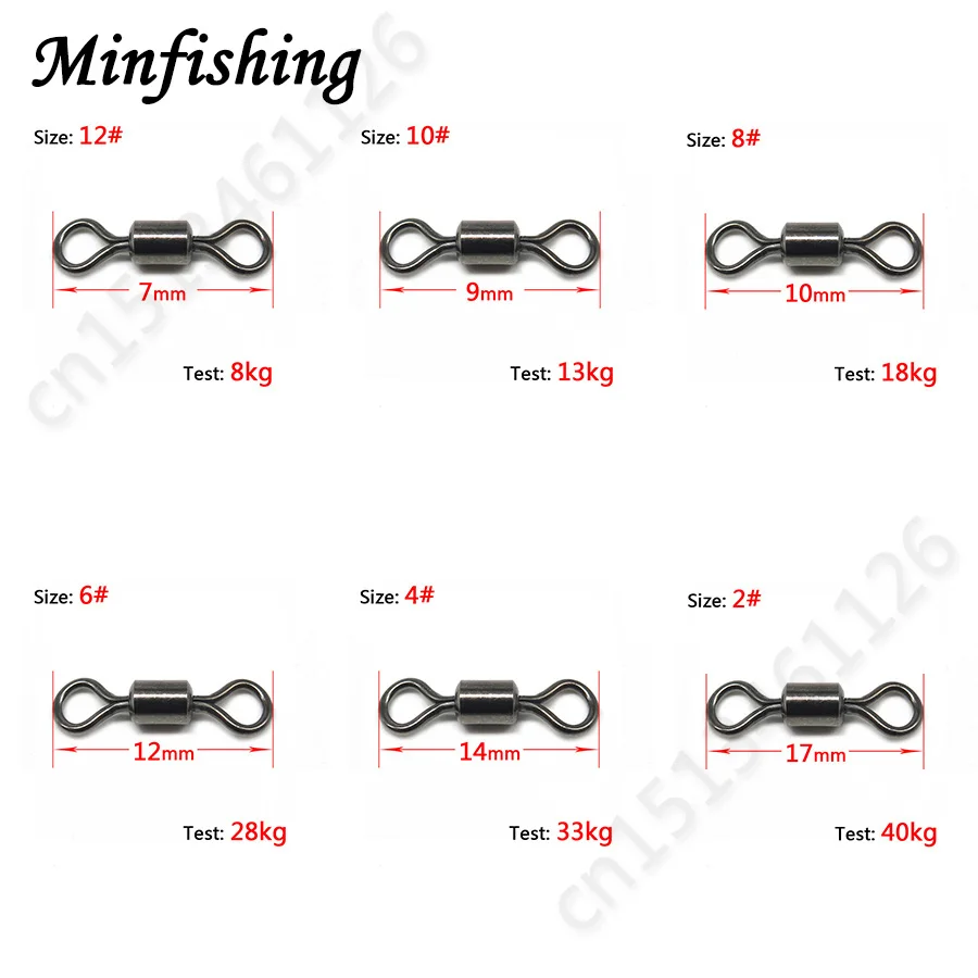 Minfishing 100 шт. рыболовные Вертлюги из нержавеющей стали вращающиеся Размер 2 # ~ 14