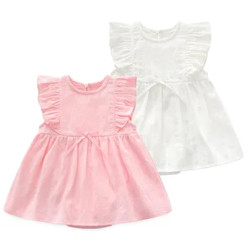 

Newborn Girl Ruffle Cotton Bodysuit Dress Baby Girl Sleeveless Dresses 1piece Body Infant Girls Clothing Gift 3m 6m New Summer