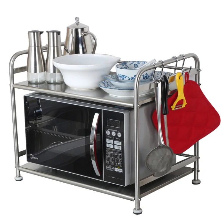  Kitchen stainless steel double-layer microwave oven shelf 2 floor floor oven rack countertop season - 32916594064