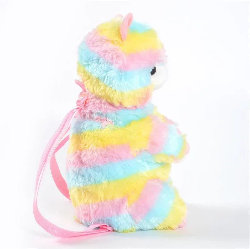 Anime Rainbow Alpaca felpa mochila colorido llama Peluche muñecas niños regalo de cumpleaños