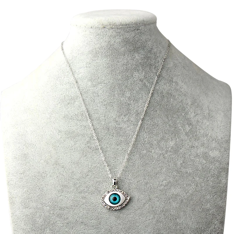

1PC Fashion Evil Eye Pendant Statement Necklace For Women Gold/Silver Color Rhinestone Choker Necklace Chain Jewelry N623-T2