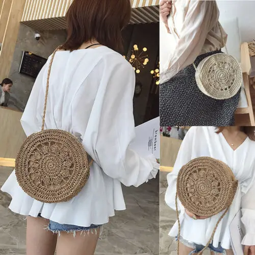 Summer Womens Bohemian Woven Handbag Shoulder Beach Bag Casual Tote Straw Messenger Bags Wicker Rattan Bag For Women 2019