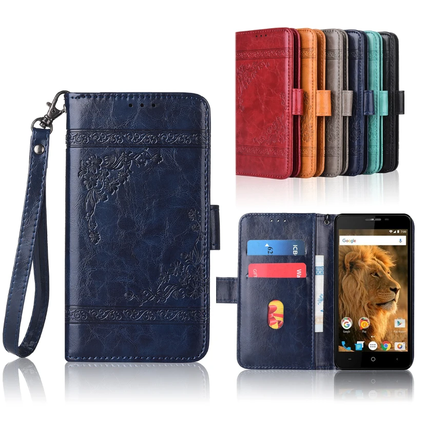 

Newest Wallet case for Vertex Impress Lion dual cam (3G) Flip case with Strap100% special PU leather embossing flower cover case