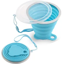 Силиконовые выдвижные складные чашки складной стакан чашки с шнурком Пылезащитная крышка кофейные чашки для путешествий на открытом воздухе