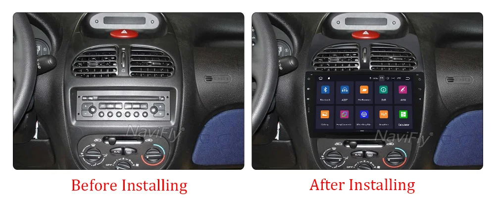 Top NaviFly GPS Navigation System Android9.0 Car DVD Player for Peugeot 206 2000-2016 Car Radio Stereo RDS BT 4G WiFi SWC free map 6
