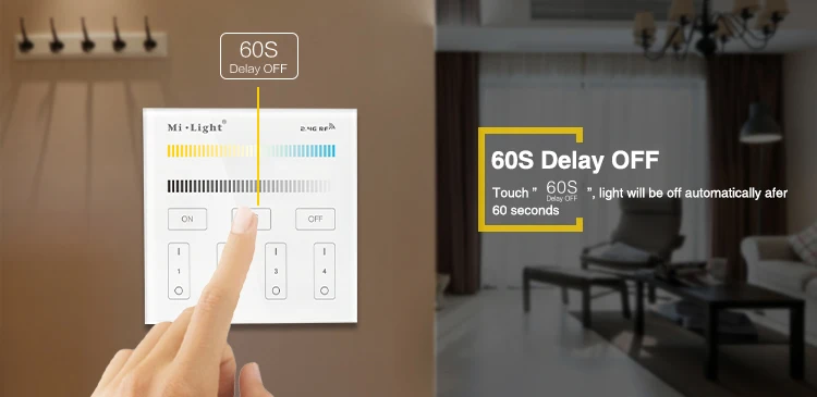 

LED Smart Controller Touch Panel Milight T2 RF 2.4GHz CCT Dimmer Brightness 4 zones AC85-265V Wall Light Switch Remote