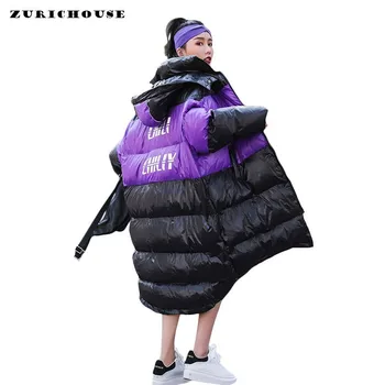 

ZURICHOUSE 2020 Women Parka Long Hooded Down Padded Coat Female Thick Warm Plus Size Loose Overcoat Bright Puffer Jacket Winter