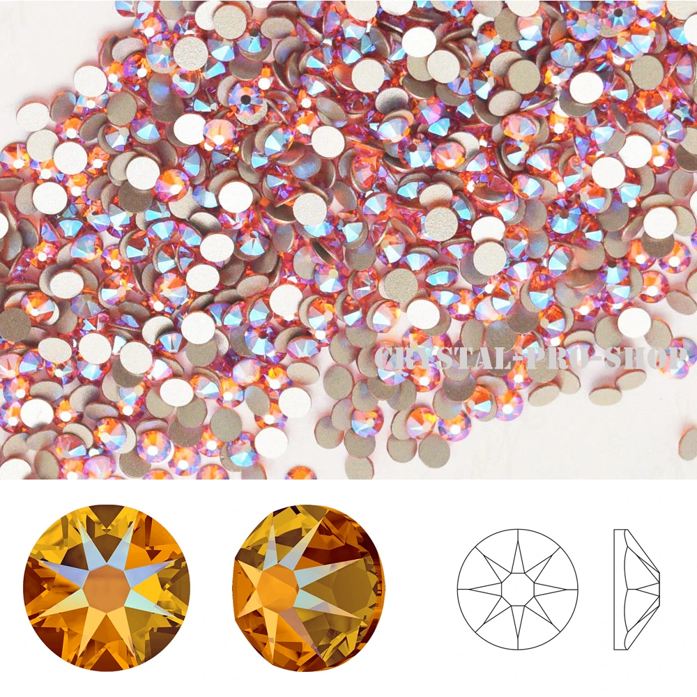 Swarovski Elements Tangerine Shimmer(259 ШИМ)(ss5-ss20) эффект(без исправления) плоской задней хрустальные стразы