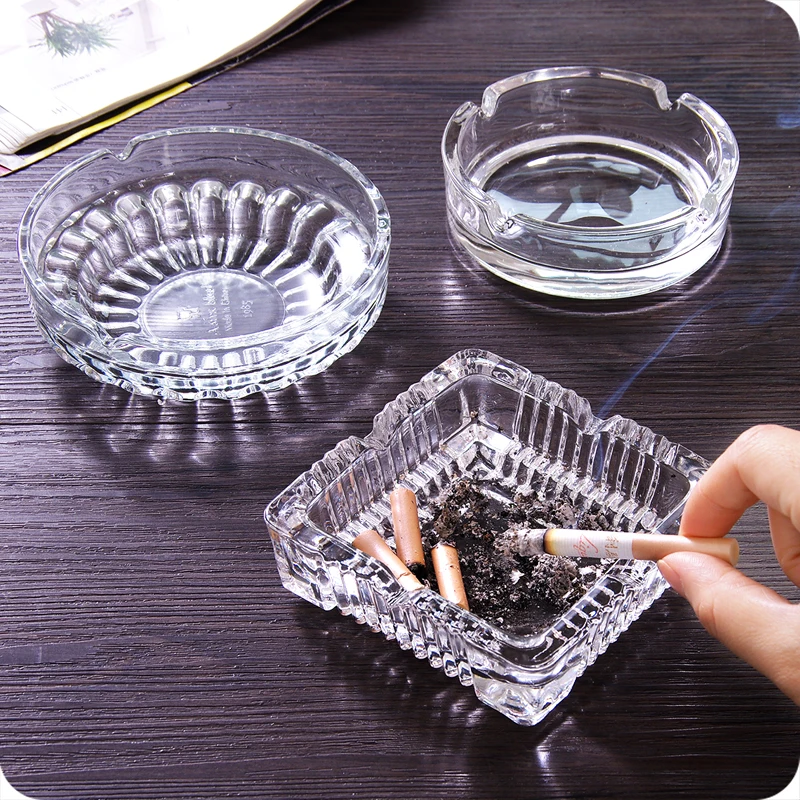 Classic Crystal Glass Ashtray Decorative Glass Body in 3 Styles