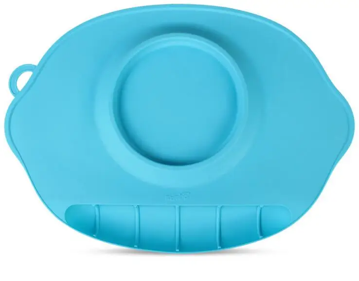 Детская керамическая тарелка, миска для закусок, Нескользящая силиконовая подставка для малышей, водонепроницаемая подставка для еды, Детская обеденная тарелка, столовая посуда, набор - Цвет: Blue