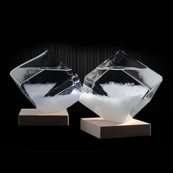 

Transparent Crystal Water Drop Weather Forecast Bottle Storm Glass Liquid Wood Base Ornament Home Wedding Decor Craft Gift