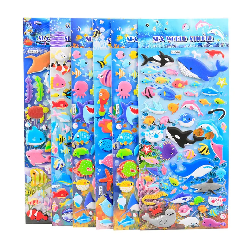Морской Мир животные 3D декоративные наклейки, дневник альбом этикетка наклейка, сделай сам, Скрапбукинг Канцелярские наклейки s