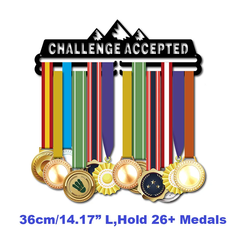 DDJOPH медаль Вешалка спортивная медаль держатель Вешалка для медалей держать 20+ медали - Цвет: Challenge accepted