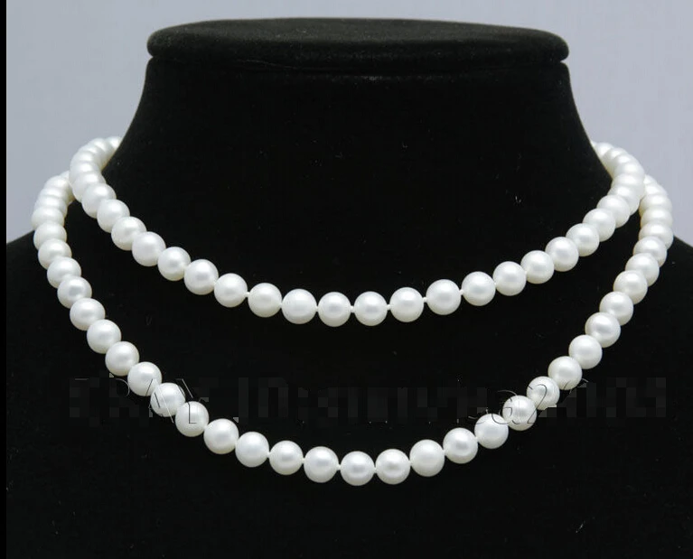 

2015 NEW fashion AAA 8-9mm beautiful white freshwater real pearls necklace 50"^^^@^Noble style Natural Fine jewe SHIPPING (C0309