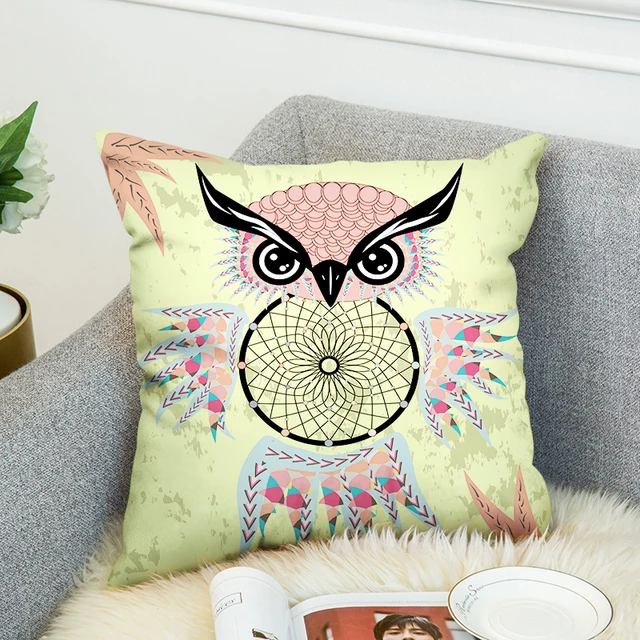 Owl Double Side 3d Digital Print Pattern Pillowcase Decorative