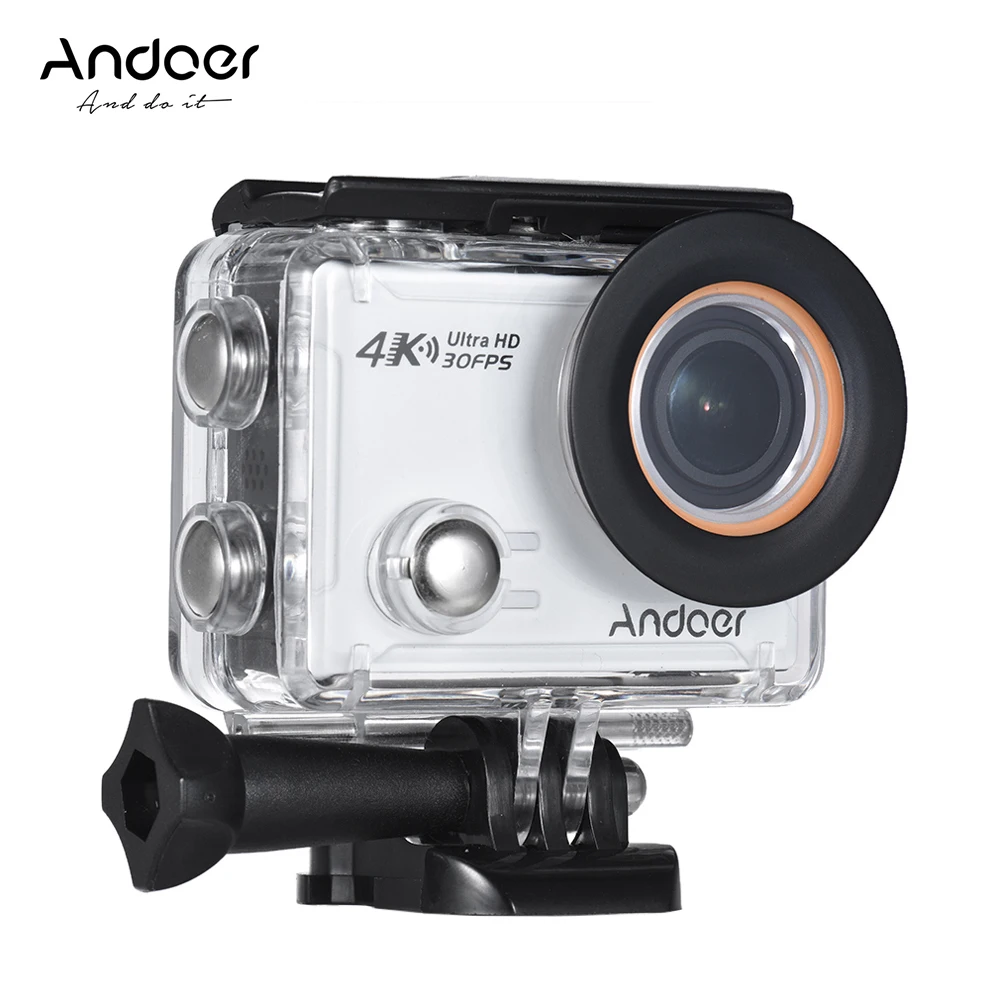 

Andoer AN100 4K WiFi Action Sports Camera 1080P Screen 170 degree Wide Angle Waterproof 45m External Mic with Hard Case