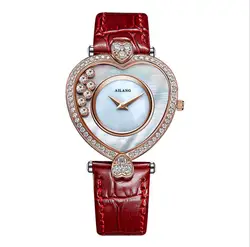 Сладкое сердце подарок часы для подруги Женское вечернее платье часы Мода движется кристаллы наручные часы кожа оболочки Reloj W049