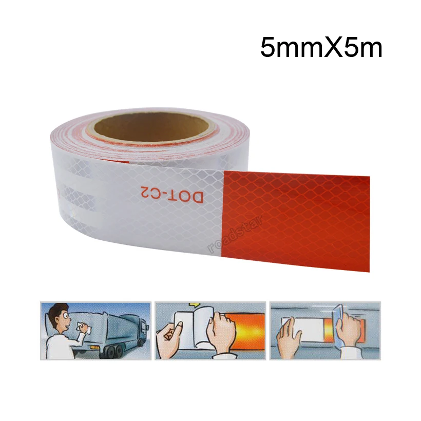 50mm X 5m Car Reflective Stickers Warning Strip Reflective Truck Auto supplies Night Driving Safety Secure Red White Sticker 50mm X 5m Car Reflective Stickers Warning Strip Reflective Truck Auto supplies Night Driving Safety Secure Red White Sticker